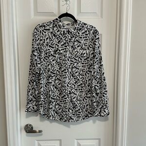 Karl Lagerfeld Black and White Patterned Button Up Top